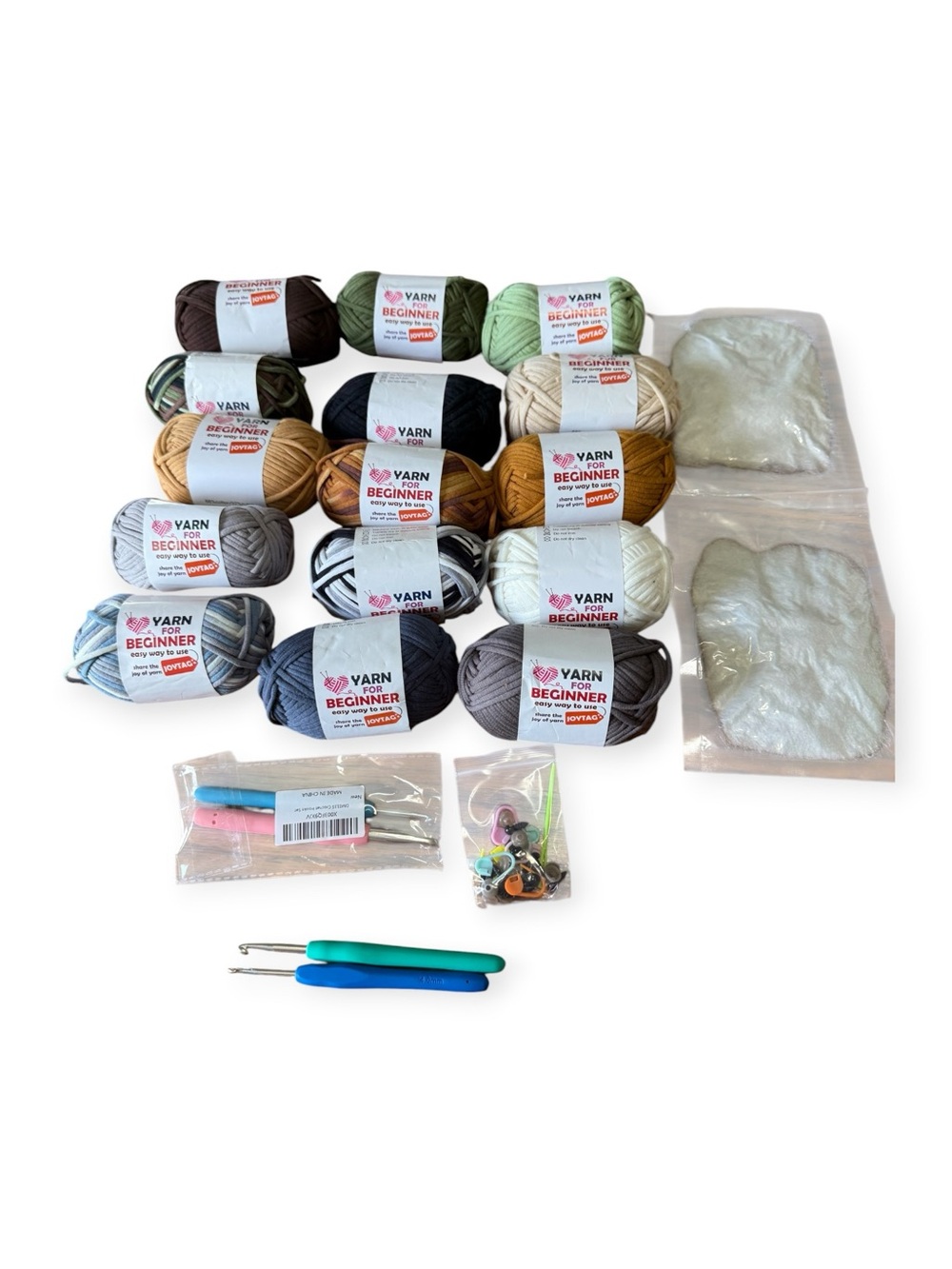 15 Pack Beginners Crochet Yarn Coffee Brown Beige Grey 15 Pack Mixed Joytag
